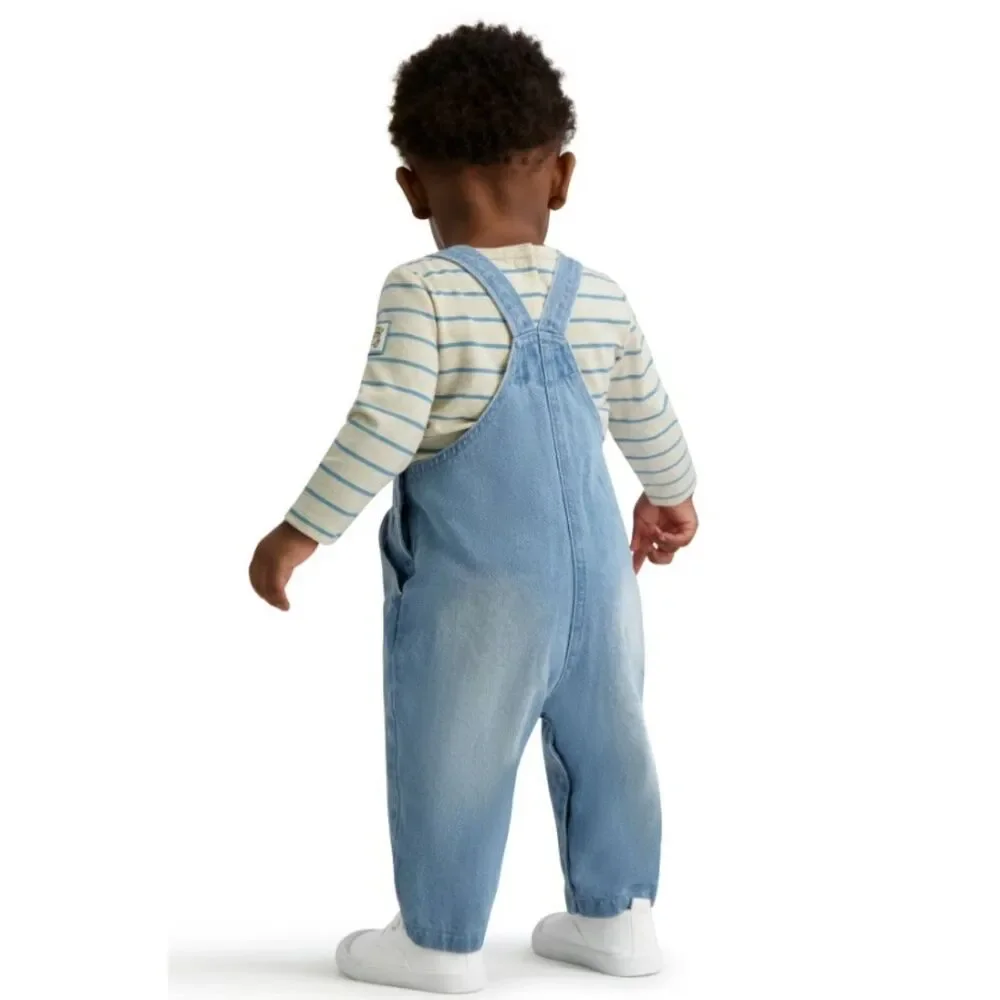 NEW Boys Sz 24 Months TOY STORY Embroidered Denim Overalls & Shirt 2 Pc Outfit